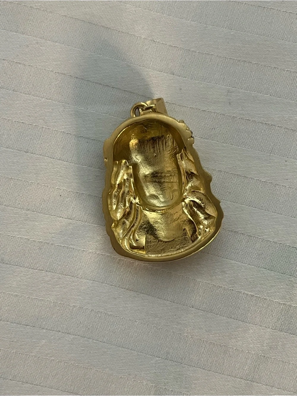 14K Gold Mens Jesus Head Pendant Stainless Steel Iced Out Simulated Diamonds Lux